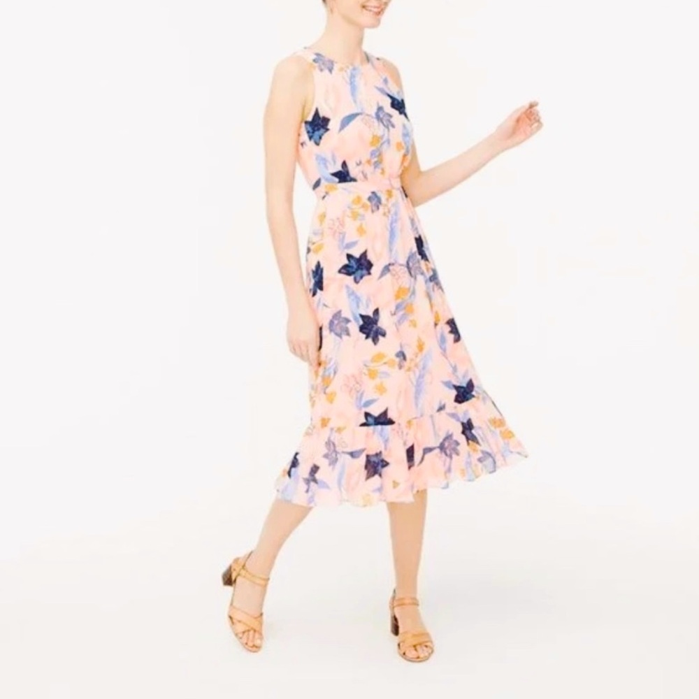 JCREW CRINKLE TIERED MIDI DRESS Size 14 EUC